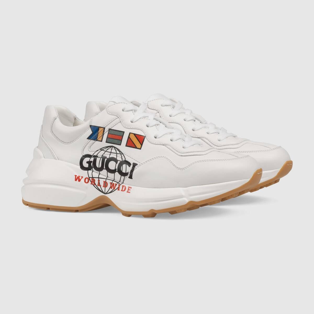 GUCCI Rhyton レザー ウィメンズ GUCCI WORLDWIDEスニーカー 602047 DRW00 9014