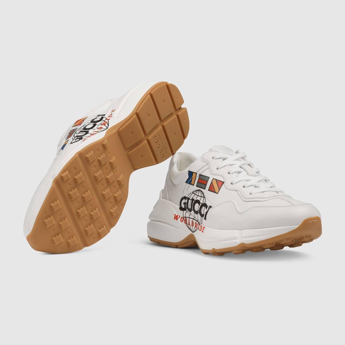 GUCCI Rhyton レザー ウィメンズ GUCCI WORLDWIDEスニーカー 602047 DRW00 9014
