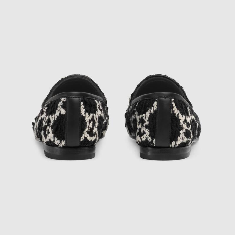 GUCCI Jordaan ホースビット付 レザー GGツイードローファー 431467 HS710 1192