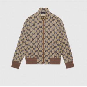 グッチ GGキャンバス ジップジャケット ベージュ＆ブルー 774128 Z8BEB 2461