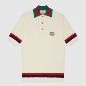 グッチ ウェブ ストライプ ニット ポロTシャツ アイボリー 739954 XKC9O 9275