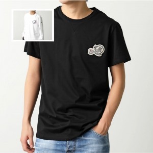 モンクレール 半袖Tシャツ メンズ ダブルロゴパッチ コットン クルーネック 8C00058 8390Y