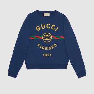 グッチ FIRENZE 1921 スウェットシャツ ブルー ロゴ 626990 XJD7O 4409