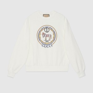 グッチ 刺繍入りコットン スウェットシャツ 768530 XJGA0 9088