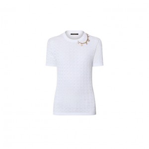 ルイヴィトン レースニットチャームTシャツ　LV イニシャル 1AFZLA