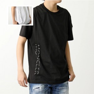 モンクレール マットブラック 半袖Tシャツ メンズ ロゴT アイコンパッチ クルーネック 8C00036 829H8