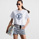 ルイヴィトン 半袖 トップス フロック LV Tシャツ 白 1AFTU5 1AFTTY