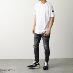 モンクレール マットブラック 半袖Tシャツ メンズ ロゴT アイコンパッチ クルーネック 8C00036 829H8