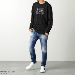 モンクレール 長袖Tシャツ メンズ ロングスリーブ ロンT ロゴ クルーネック コットン 8D00006 89A7G