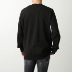 モンクレール マットブラック 長袖Tシャツ メンズ ロンT コットン ロゴ 立体ロゴ クルーネック 8D00004 8390T 999