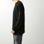 モンクレール マットブラック 長袖Tシャツ メンズ ロンT コットン ロゴ 立体ロゴ クルーネック 8D00004 8390T 999