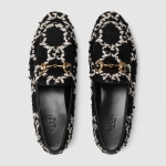 GUCCI Jordaan ホースビット付 レザー GGツイードローファー 431467 HS710 1192