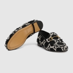 GUCCI Jordaan ホースビット付 レザー GGツイードローファー 431467 HS710 1192