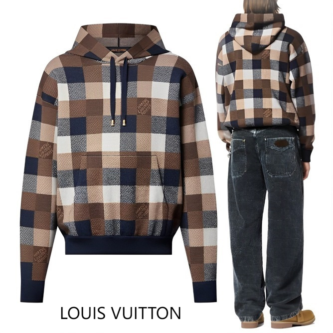 Louis Vuitton ダミエ カシミヤアンドウールブレンド フーディ 1AFXJV