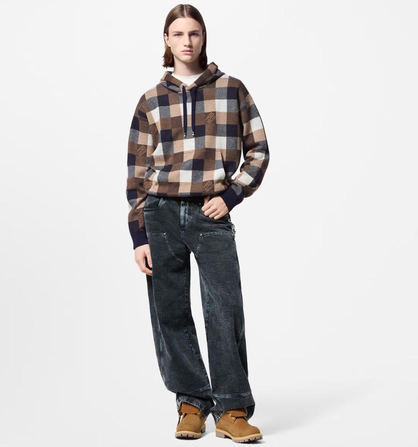 Louis Vuitton ダミエ カシミヤアンドウールブレンド フーディ 1AFXJV