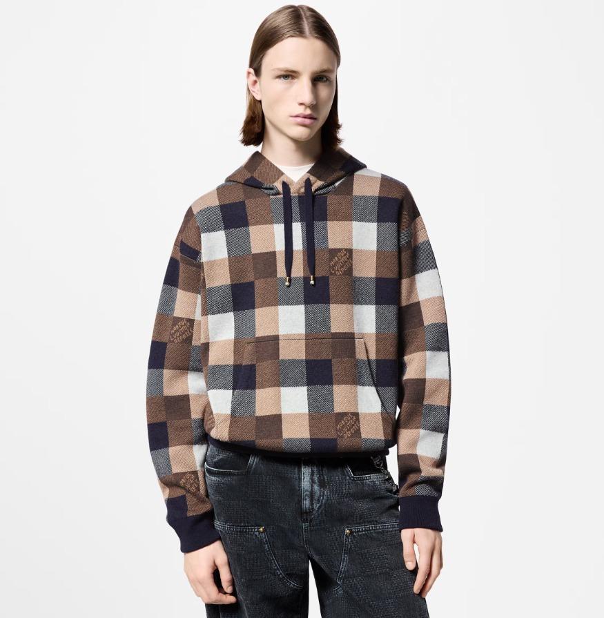 Louis Vuitton ダミエ カシミヤアンドウールブレンド フーディ 1AFXJV