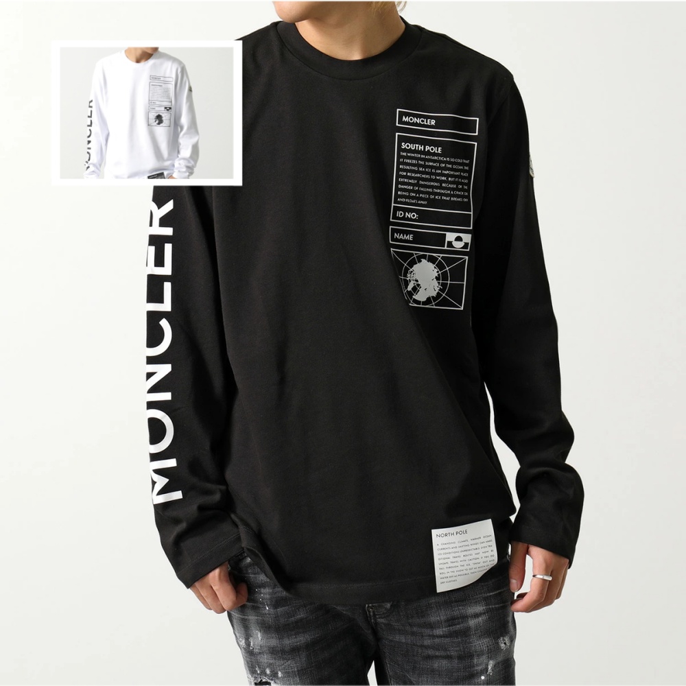 モンクレール ロングスリーブTシャツ メンズ コットン クルーネック レタリング ラバープリント ロゴ 8D00010 899T7 999