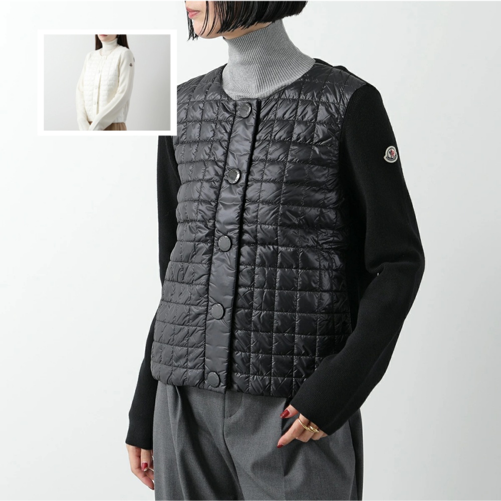 モンクレール カーディガン CARDIGAN レディース ジャケット ニット ナイロン パデット切替 9B00001 M1131