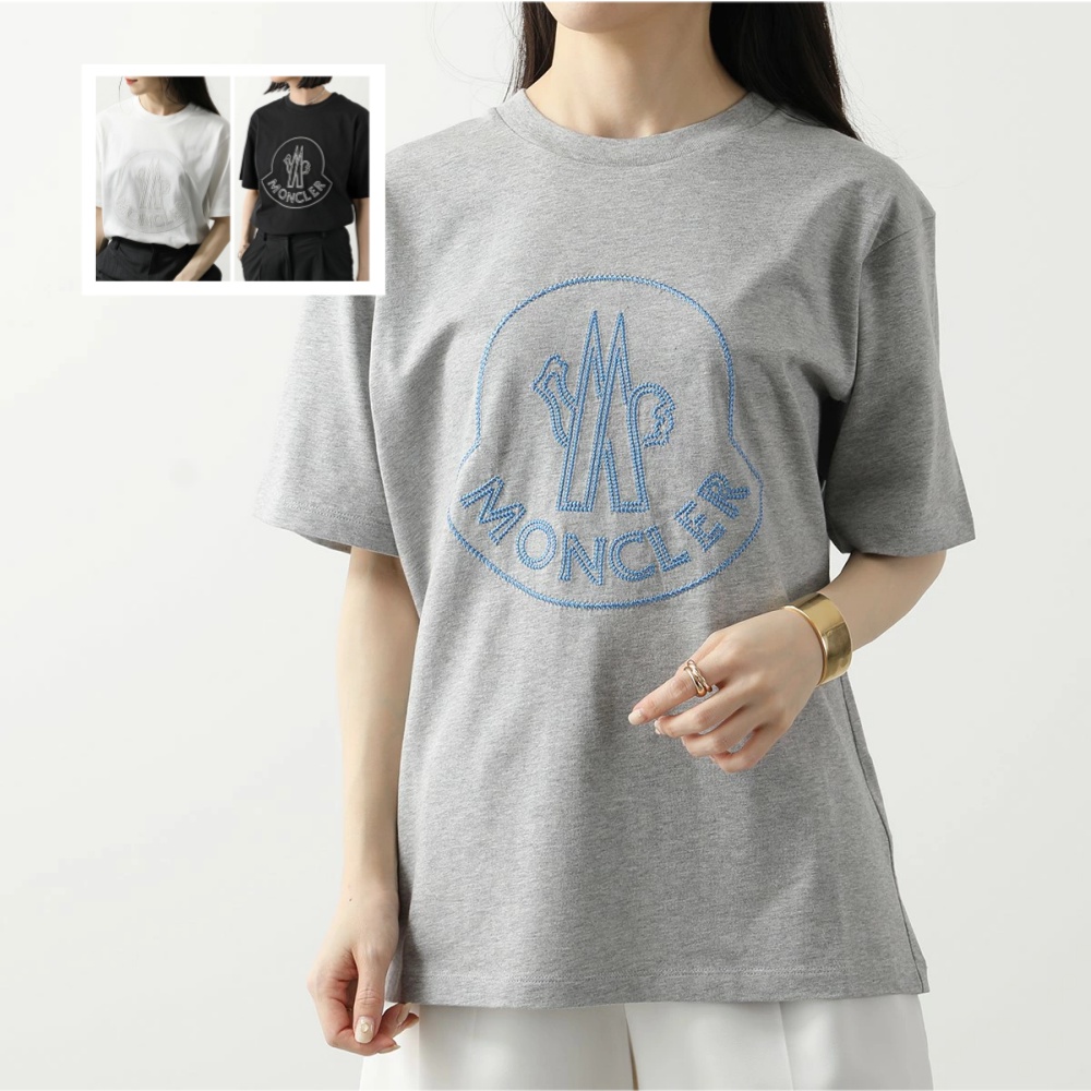 モンクレール 半袖Tシャツ レディース コットン カットソー トップス ロゴ 刺繍 半袖 丸首 8C00014 829HP