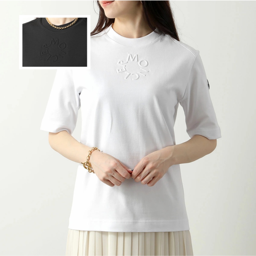 モンクレール マットブラック Tシャツ レディース 半袖 カットソー ロゴT クルーネック 8C00002 89A17