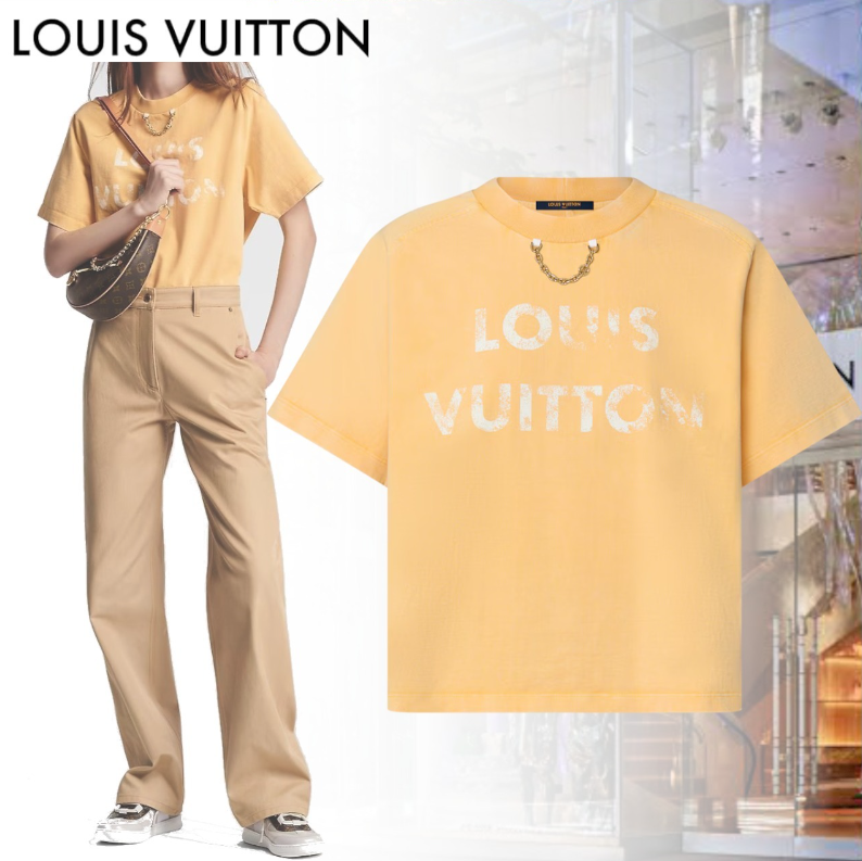 LOUIS VUITTON激安 LVイニシャル Tシャツ  テージエフェクト クロップトップ 1AFPCZ