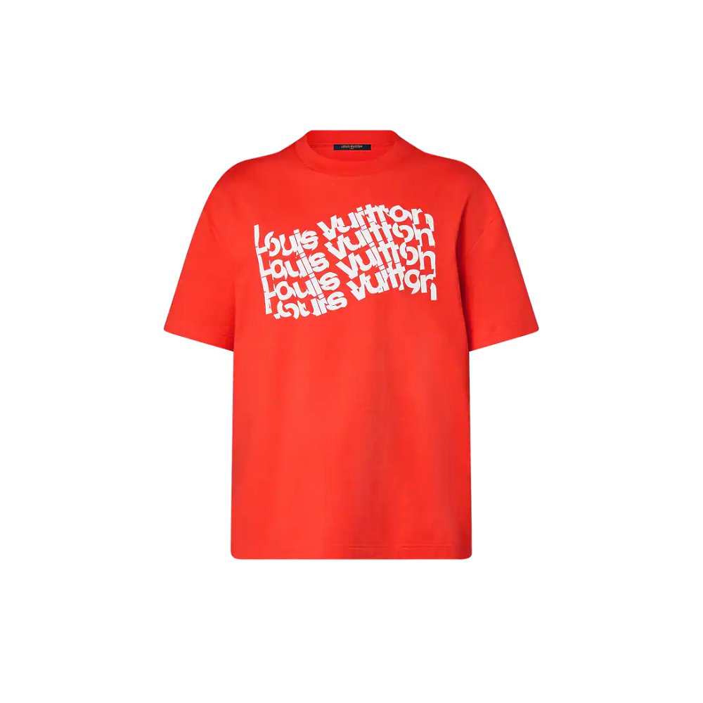 ルイヴィトン ショートスリーブ コットン Tシャツ 赤 1AFAZS