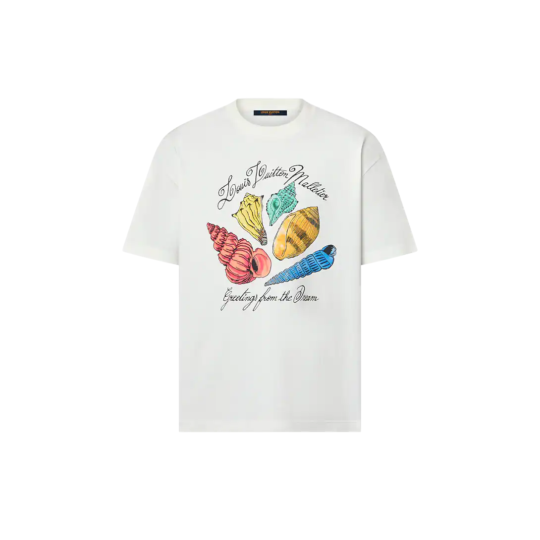 ルイヴィトン プリント ショートスリーブ コットン Tシャツ 白 1AFR51