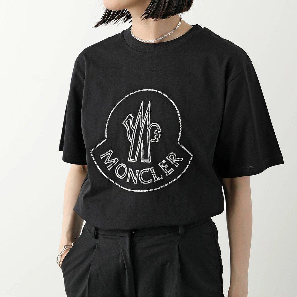 モンクレール 半袖Tシャツ レディース コットン カットソー トップス ロゴ 刺繍 半袖 丸首 8C00014 829HP