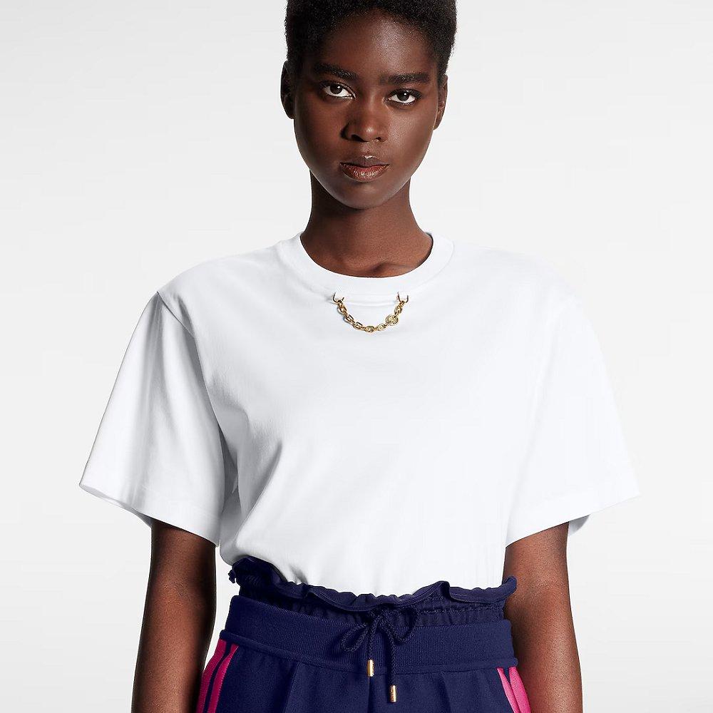 ルイヴィトン 後払い LV チェーンディテール Tシャツ 白 1ABB28