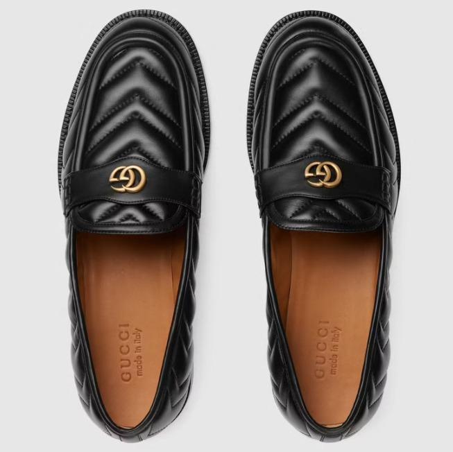 GUCCI ダブルG メンズキルティングモカシン ローファー 673814 BKO60 1000