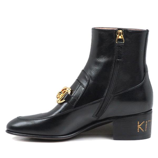 GUCCI レザー ホースビット チェーン ブーツ ショートブーツ 592519 D3V00 1000