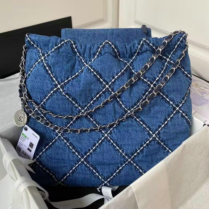 CHANEL代引き デニムチェーン22バックミディアムステッチAS3261