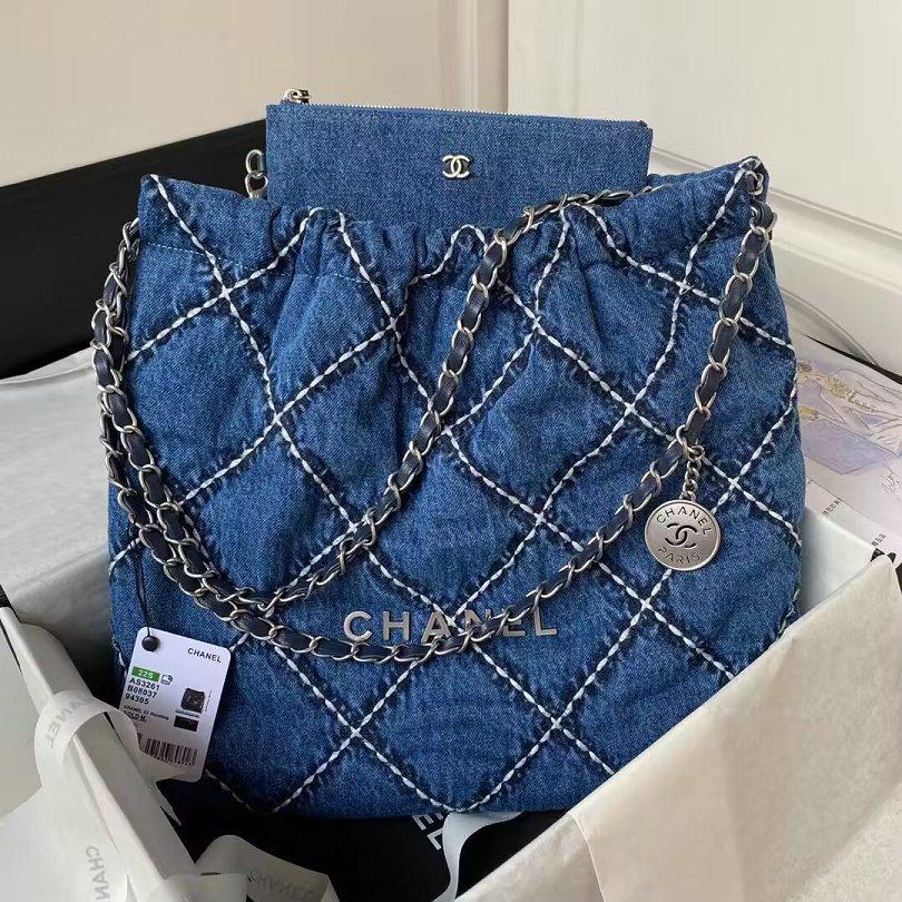 CHANEL代引き デニムチェーン22バックミディアムステッチAS3261