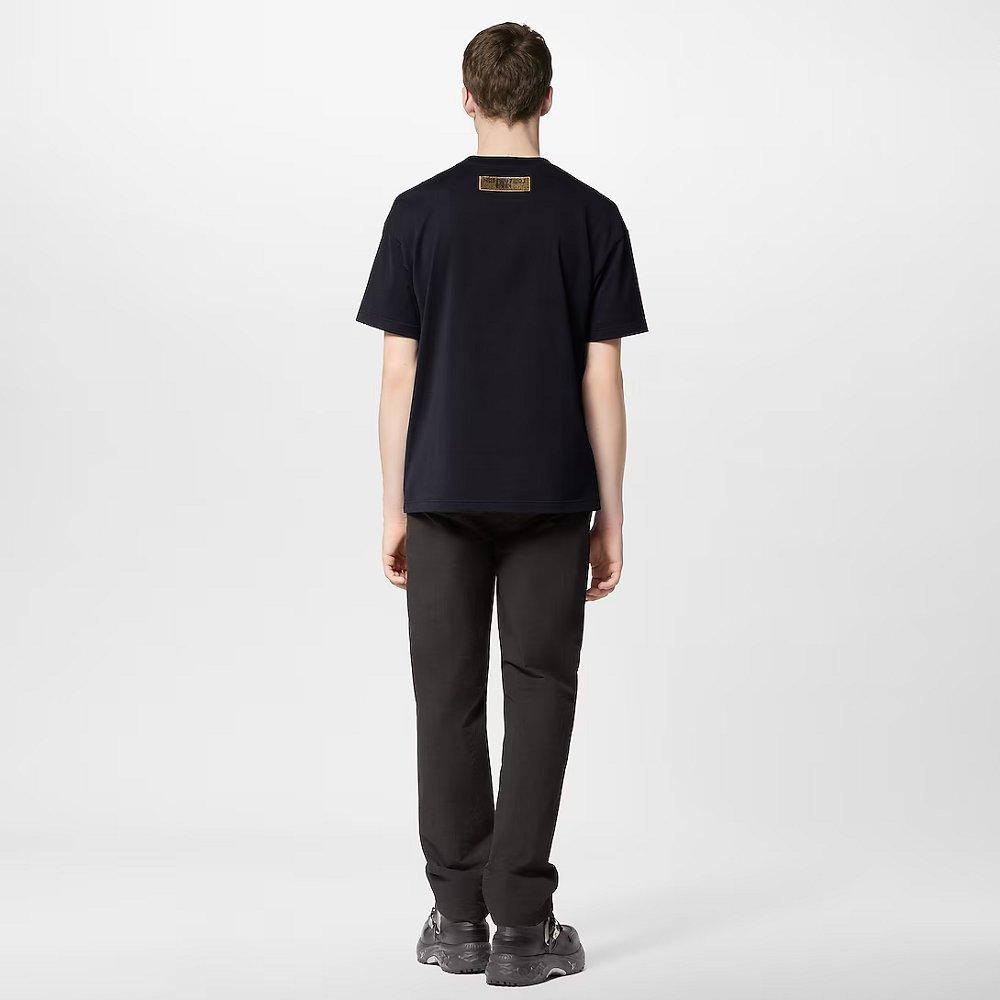 ルイヴィトン ビーズ エンブロイダード コットン Tシャツ 黒 1ABYKT