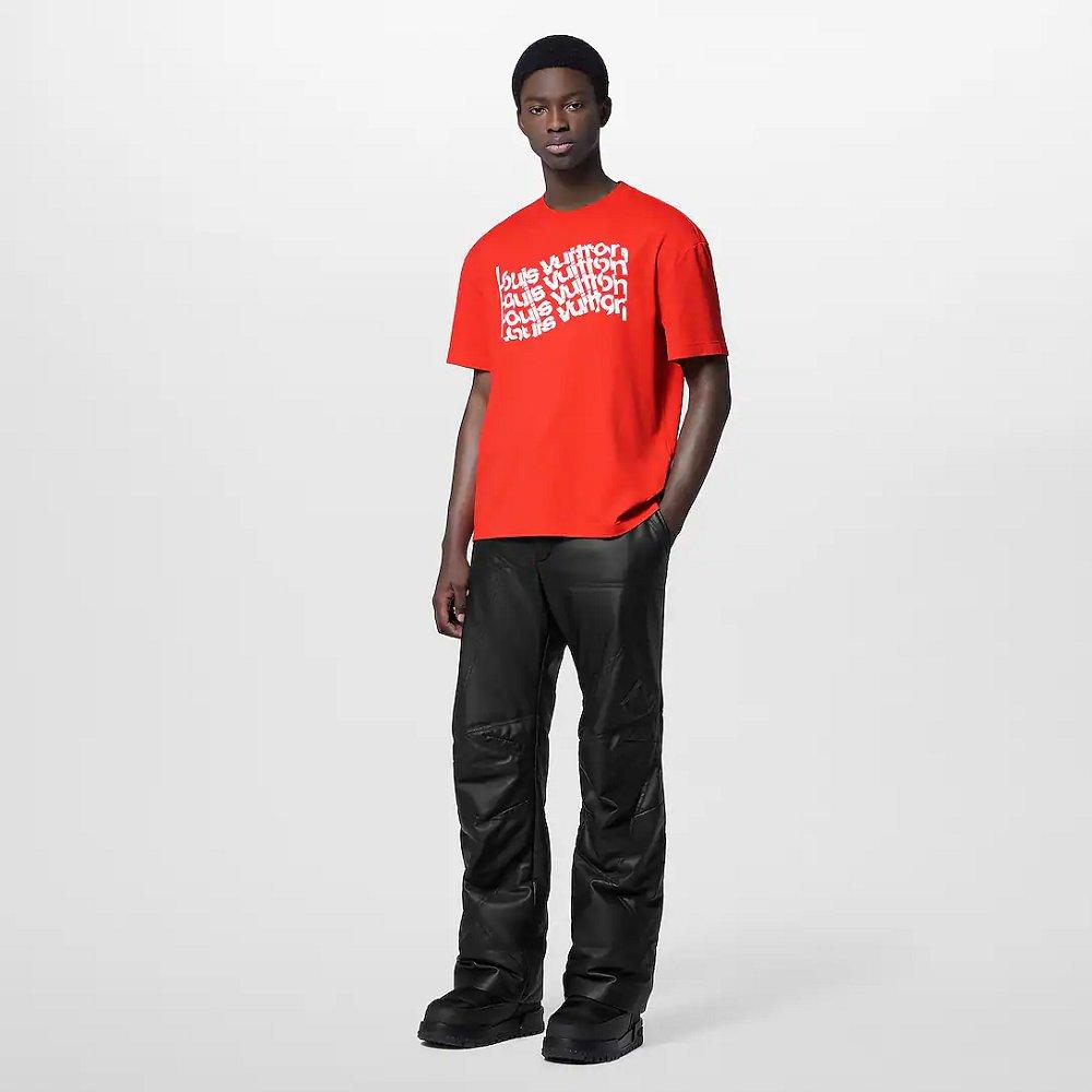 ルイヴィトン ショートスリーブ コットン Tシャツ 赤 1AFAZS