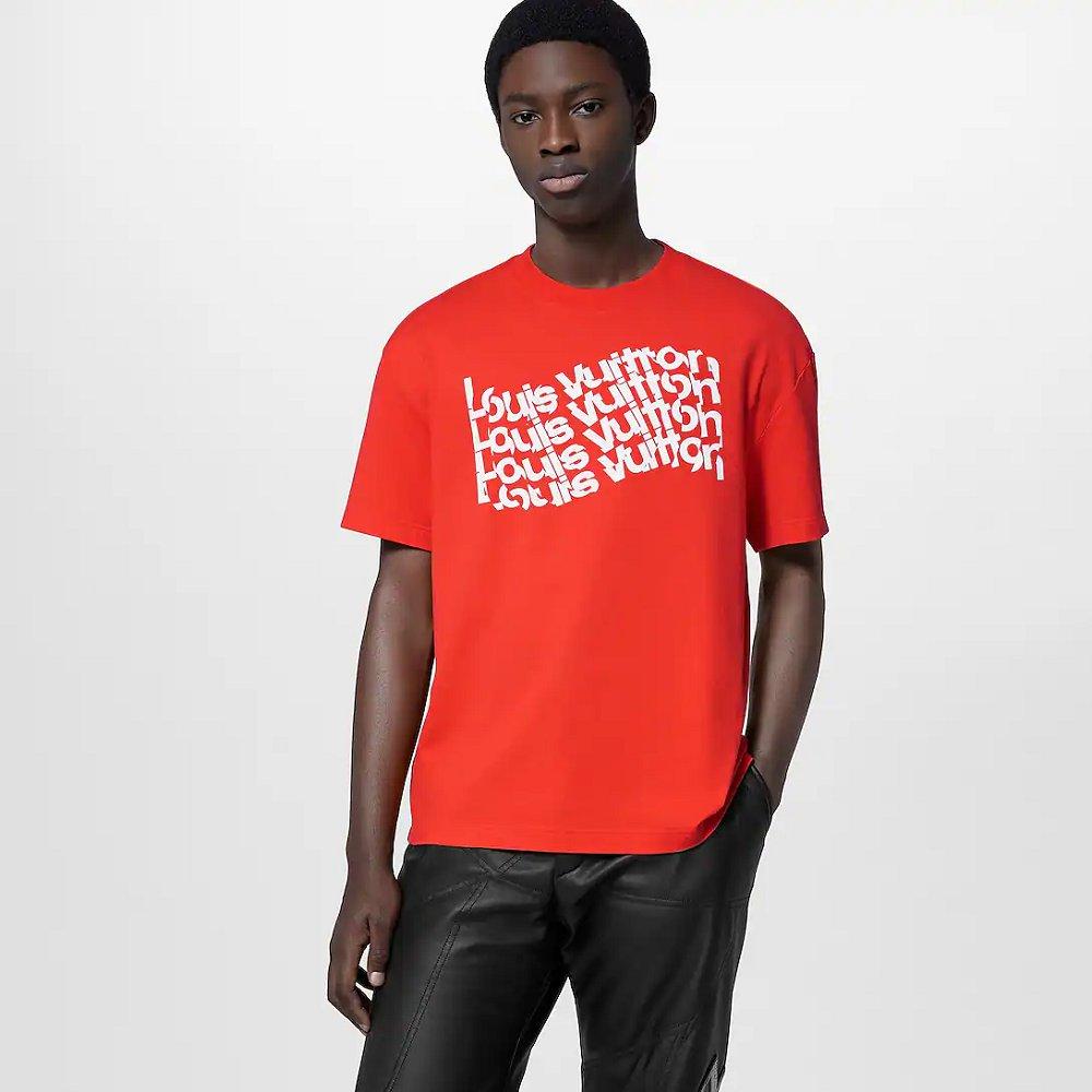 ルイヴィトン ショートスリーブ コットン Tシャツ 赤 1AFAZS
