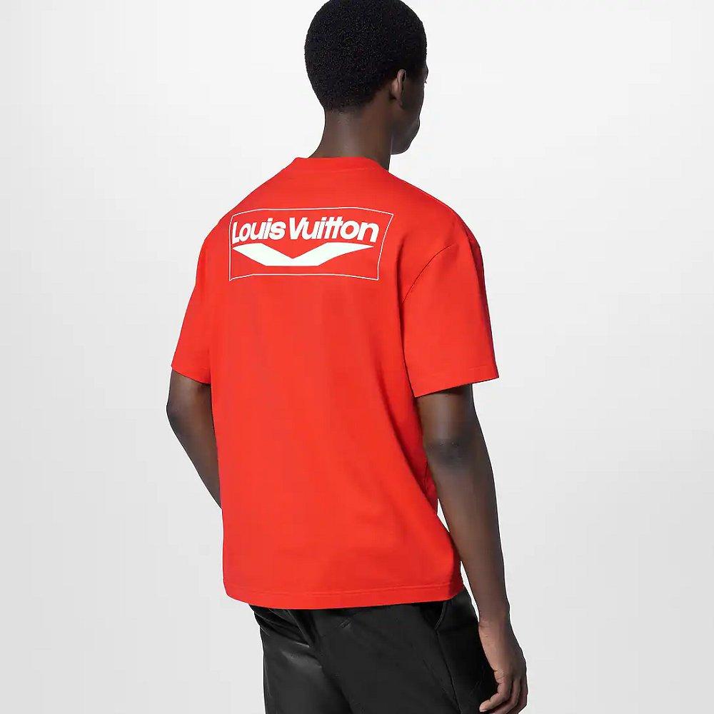ルイヴィトン ショートスリーブ コットン Tシャツ 赤 1AFAZS