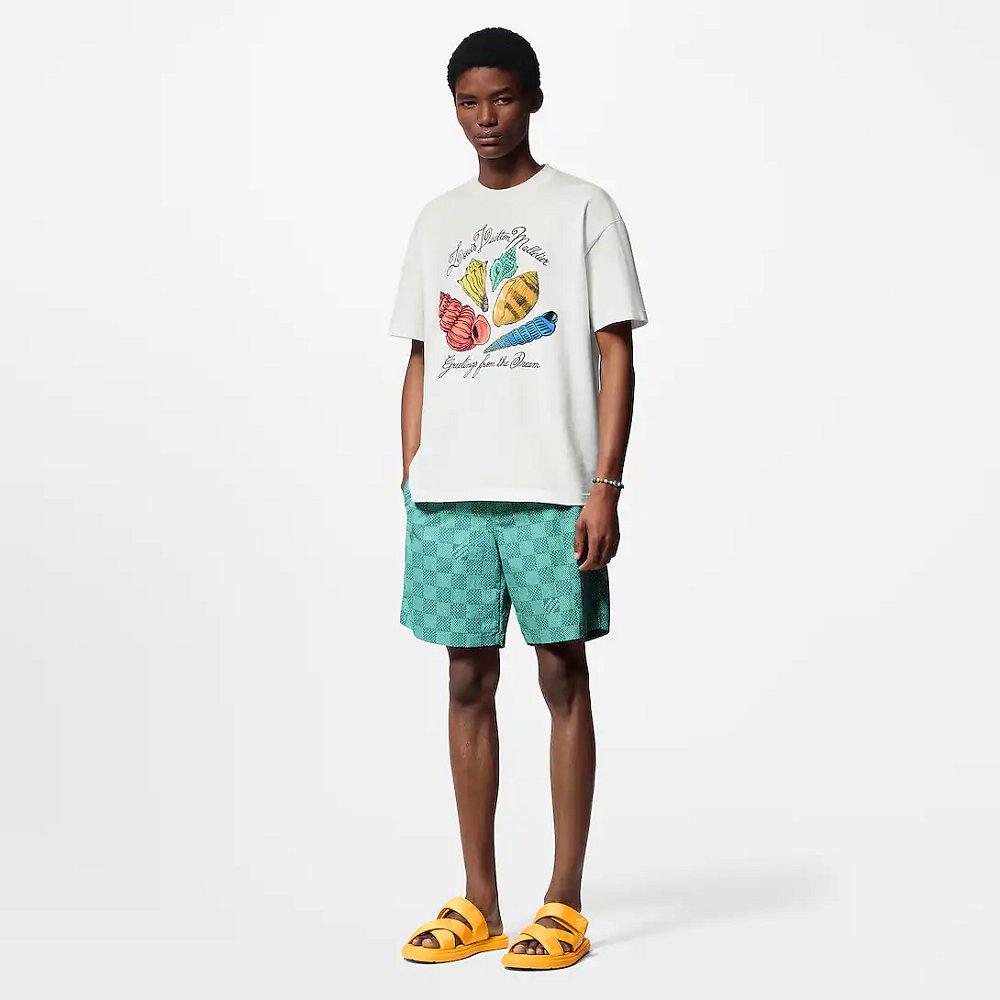 ルイヴィトン プリント ショートスリーブ コットン Tシャツ 白 1AFR51