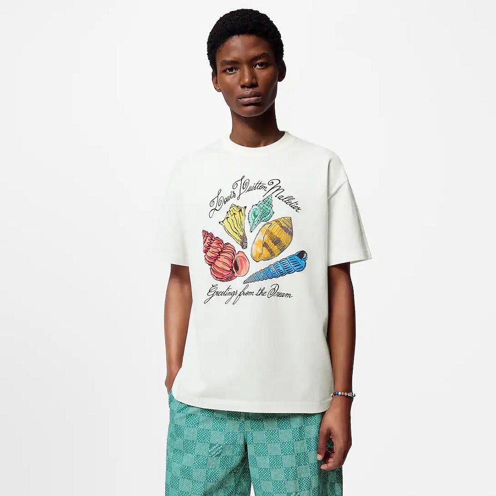 ルイヴィトン プリント ショートスリーブ コットン Tシャツ 白 1AFR51