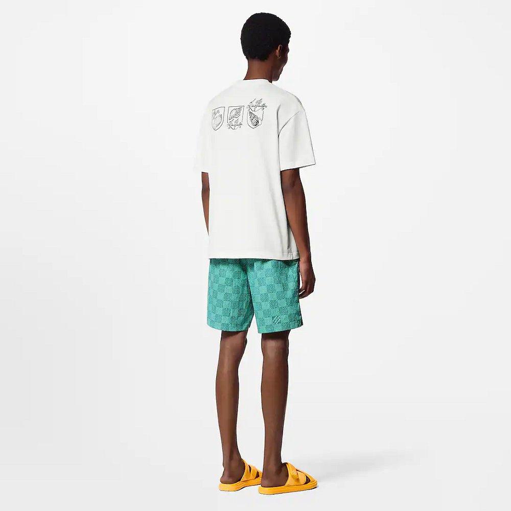 ルイヴィトン プリント ショートスリーブ コットン Tシャツ 白 1AFR51