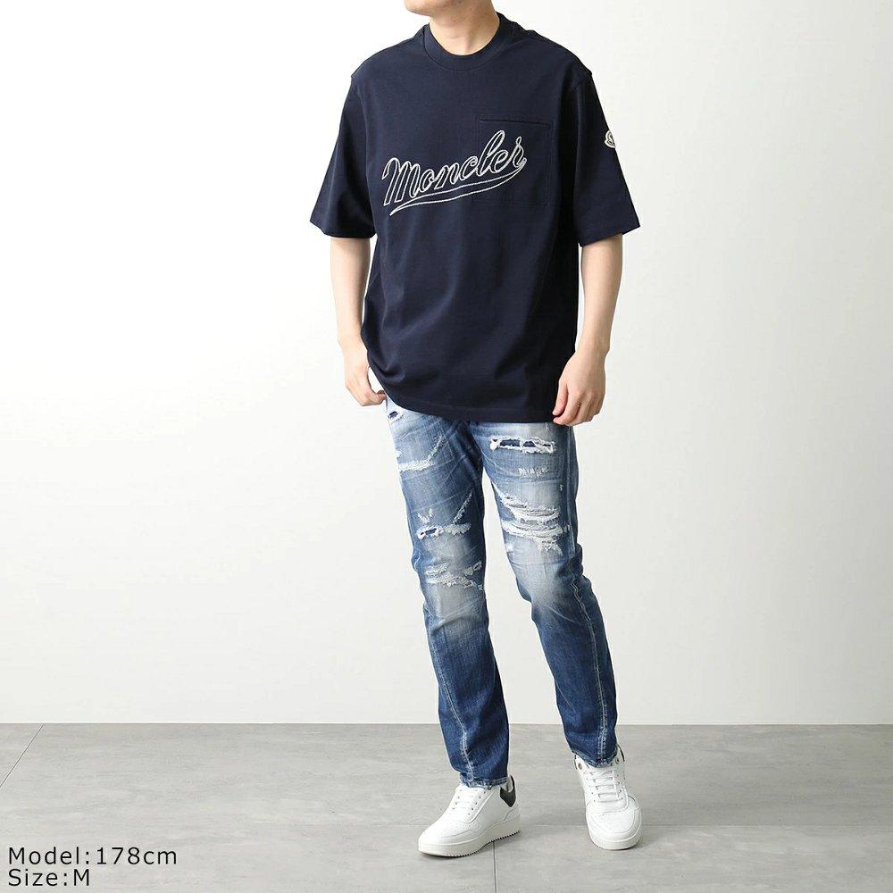 モンクレール 半袖 Tシャツ メンズ カットソー ロゴT 刺繍 胸ポケット コットン クルーネック 8C00005 899H5