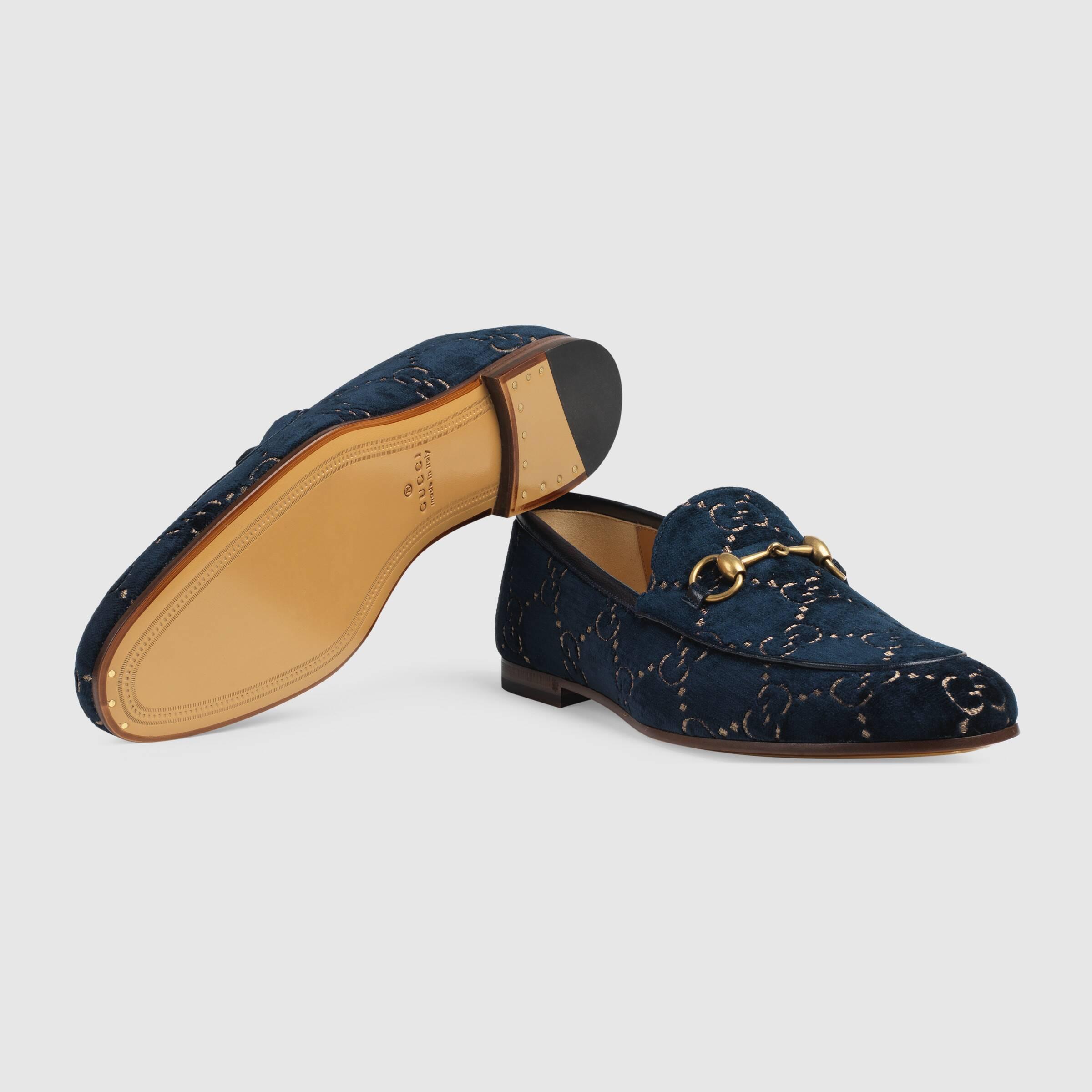 グッチ GUCCI ヨルダーン GGベルベット ローファー ネイビー 430088 9TI90 4286