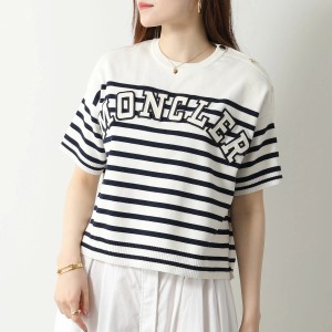 モンクレール 半袖 ニットレディース セーター カットソー ボーダー ロゴパッチ クルーネック 9C00006 M1367 P07