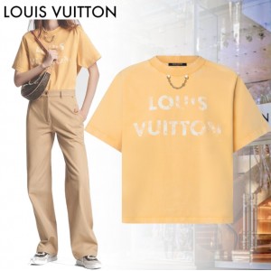 LOUIS VUITTON激安 LVイニシャル Tシャツ  テージエフェクト クロップトップ 1AFPCZ