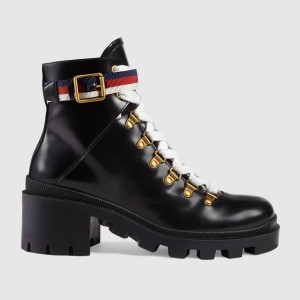 GUCCI グッチ シルヴィウェブラグソールレザーアンクルブーツ 481156 DKS30 1159