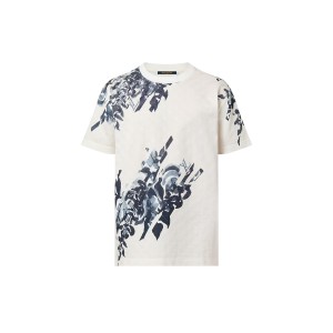LOUIS VUITTON コットン ピケ Tシャツ 白 ブルー 半袖 トップス 1AFAYG