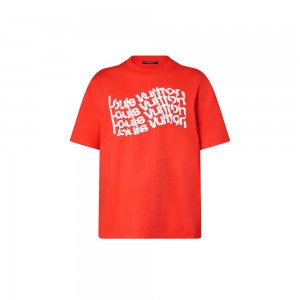 ルイヴィトン ショートスリーブ コットン Tシャツ 赤 1AFAZS