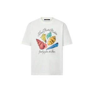 ルイヴィトン プリント ショートスリーブ コットン Tシャツ 白 1AFR51