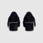 GUCCI シルビィGGウェブベルベット ミッドヒールローファー 525082 9TI10 1071