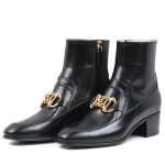 GUCCI レザー ホースビット チェーン ブーツ ショートブーツ 592519 D3V00 1000